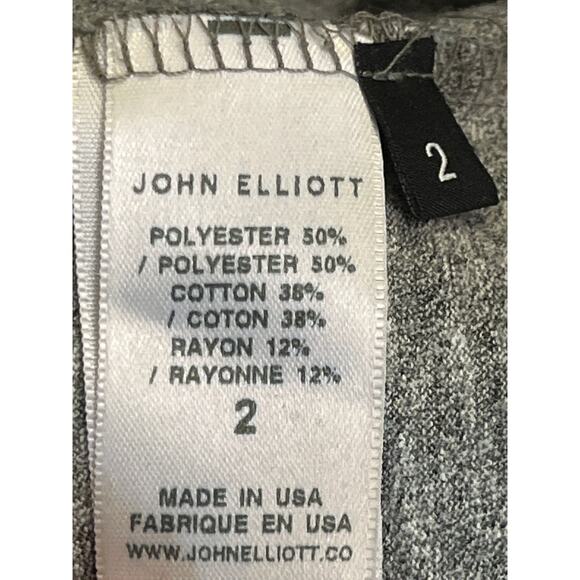 John Elliott Long Sleeve Tee 2 Heather Gray Made in USA Crew Neck Soft Stretch - Picture 3 of 8